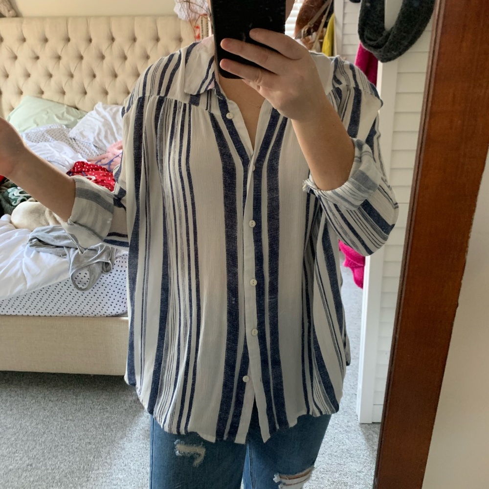 Striped long sleeve blouse